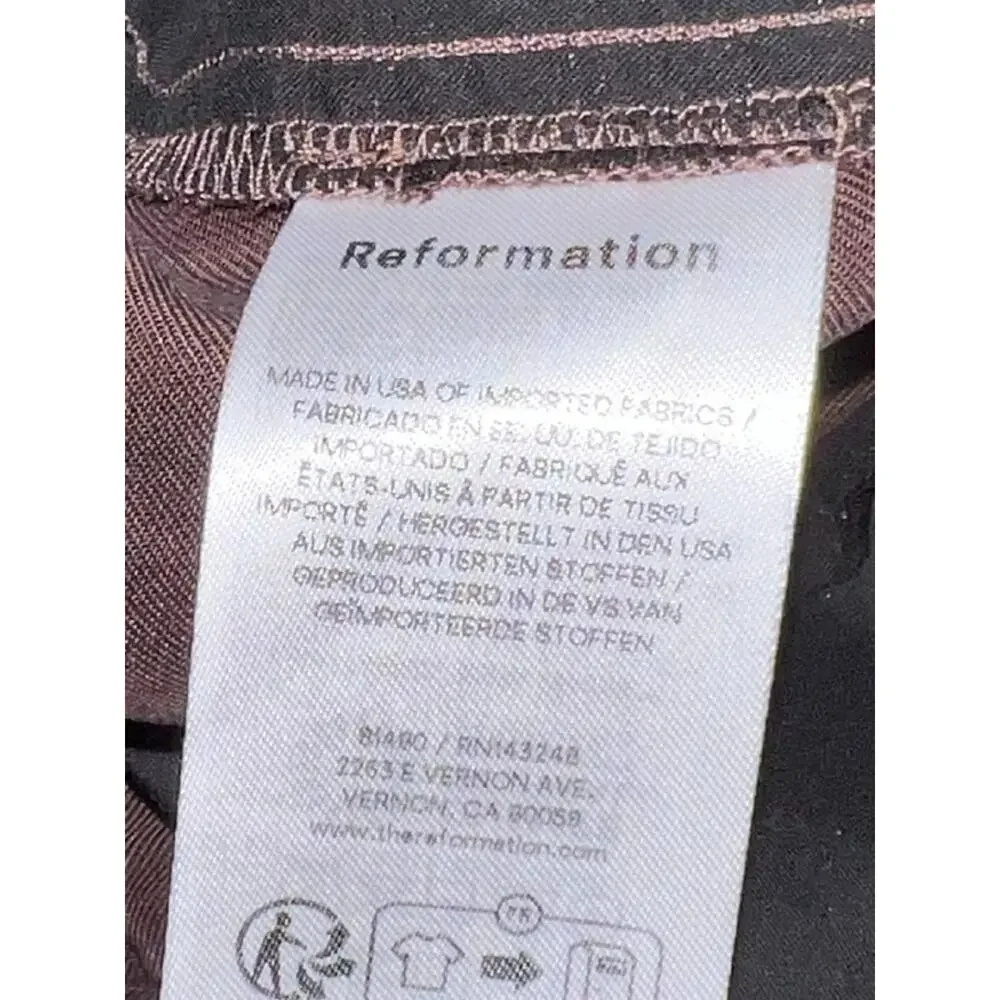 Reformation organic cotton Women's Brown Woven Wide-leg Trousers 2X A005961